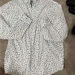 Express White and Blue Graphic Shirt